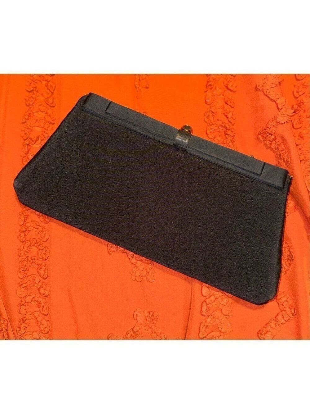 HL USA formal evening event black tie clutch hold chain black bow - Picture 14 of 15